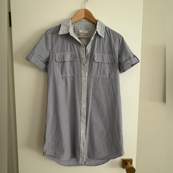 Equipment blue / white stripe shirt dress / tunic, size S/P - Picture 2 of 8